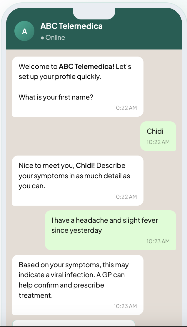 ABC Telemedica interface